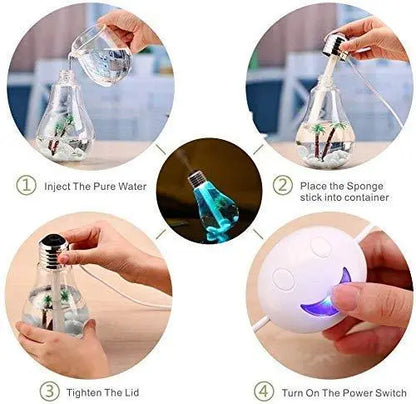Air Freshener Bulb Humidifier With LED Night Light For Car Home And Office