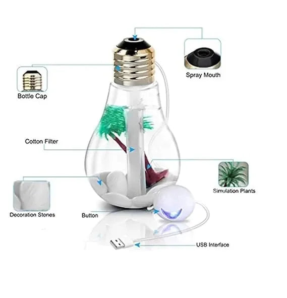 Air Freshener Bulb Humidifier With LED Night Light For Car Home And Office
